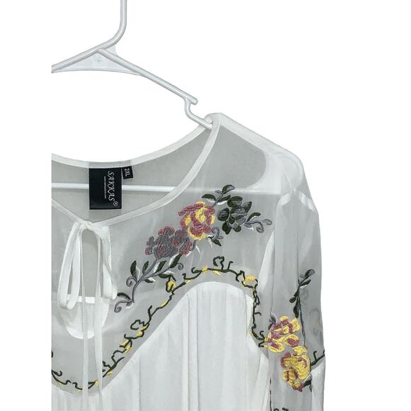 Sakkas Enya Long Sleeve Adjustable Bell Sleeve Batik Blouse Size Xl - Picture 4 of 5